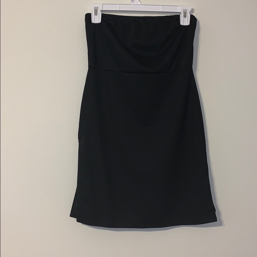 Bandeau Mini Dress with extreme slit